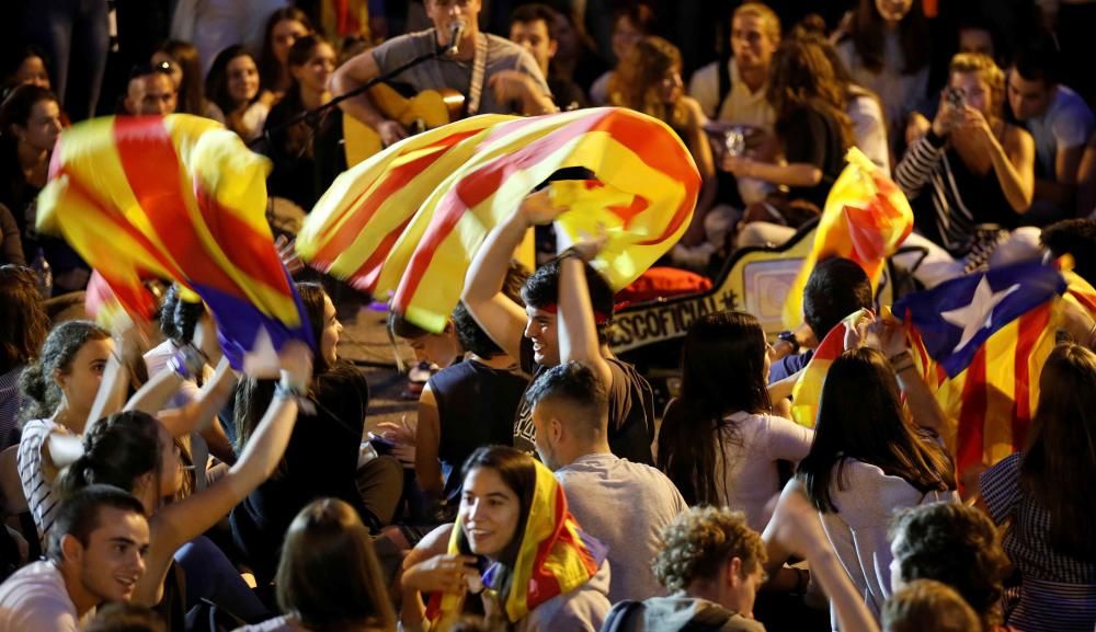 Manifestación independentista en el Paseo de Gracia de Barcelona