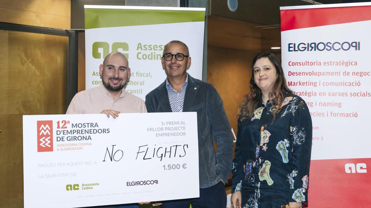 Els impulsors del projecte No.flights, guanyador de la 12a Mostra d'Emprenedors de Girona.