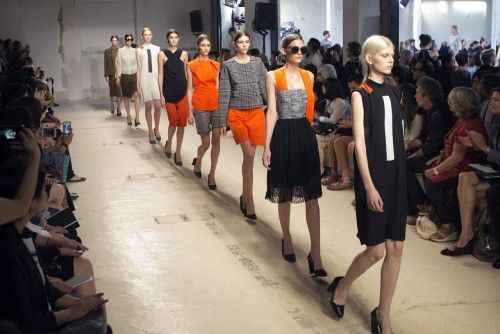 Models present creations by Croatian designer Damir Doma as part of his Spring/Summer 2014 women's ready-to-wear fashion show in Paris