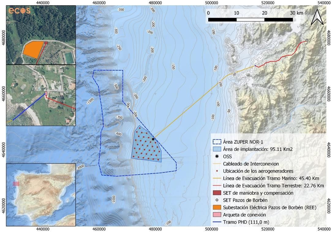 Proyecto del parque eólico Marino Volanteiro de Capital Energy frente a las Cíes.