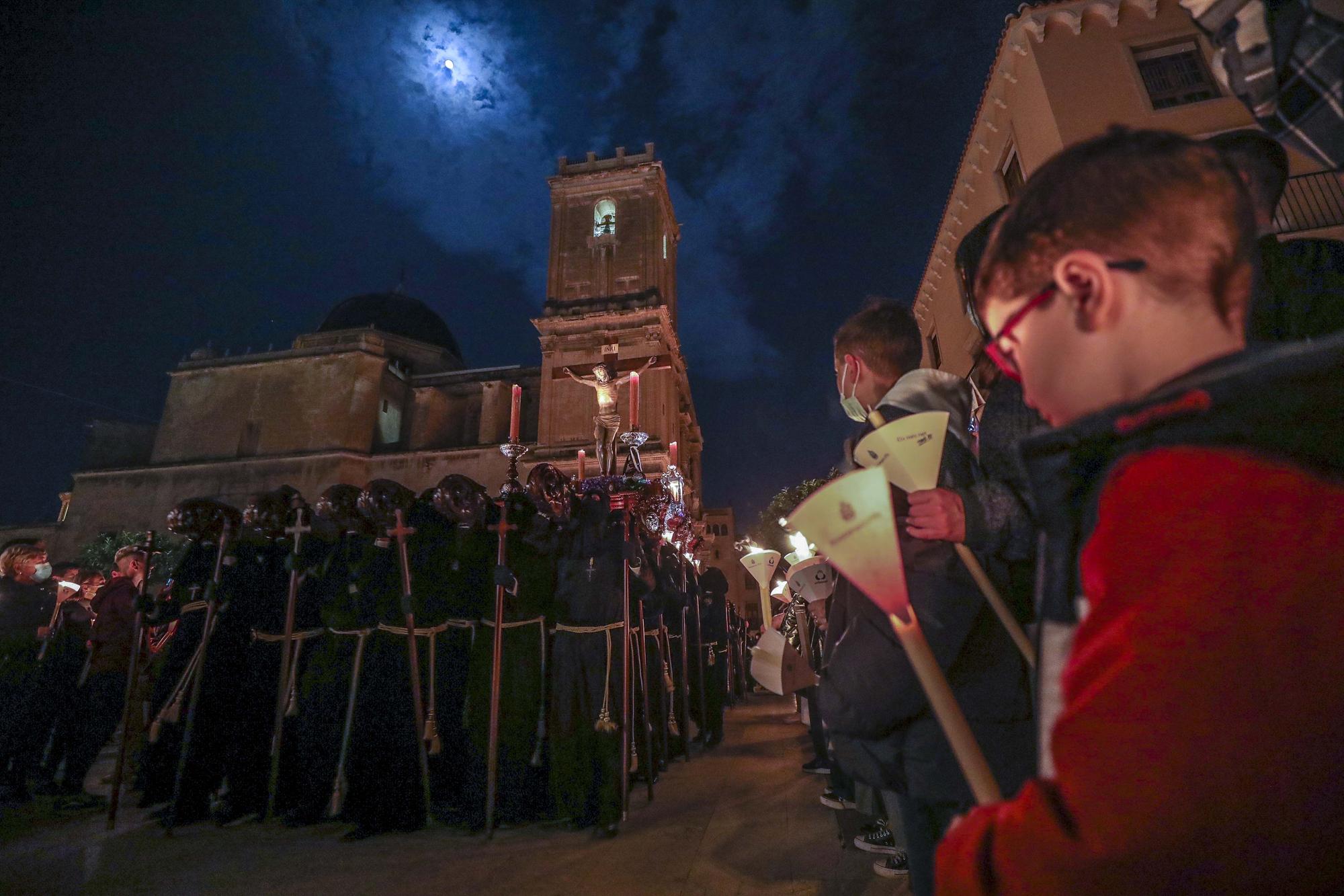 Elche procesiones Jueves santo: La Oracion del Huerto,Nuestra Señora de las Angustias y Maria Santisima de la Salud,La Flagelacion y Gloria,El Silencio,Cristo de Zalamea.