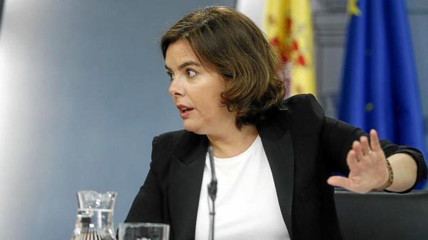 La número dos del govern espanyol, ahir, després de la reunó del Consell de Ministres