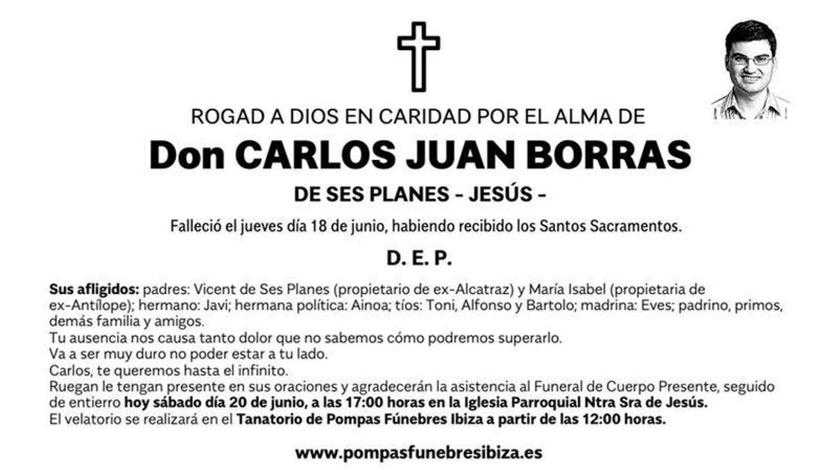 Esquela Carlos Juan Borras