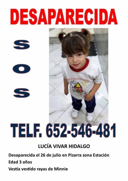 Cartel que se difundió para ayudar en la búsqueda de Lucía tras su desaparición.