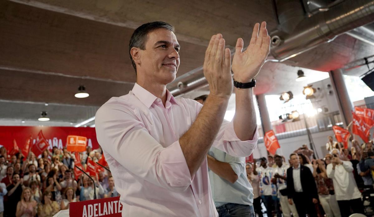Mitin de Pedro Sánchez, en el acto de inicio de la campaña del PSOE en Madrid.