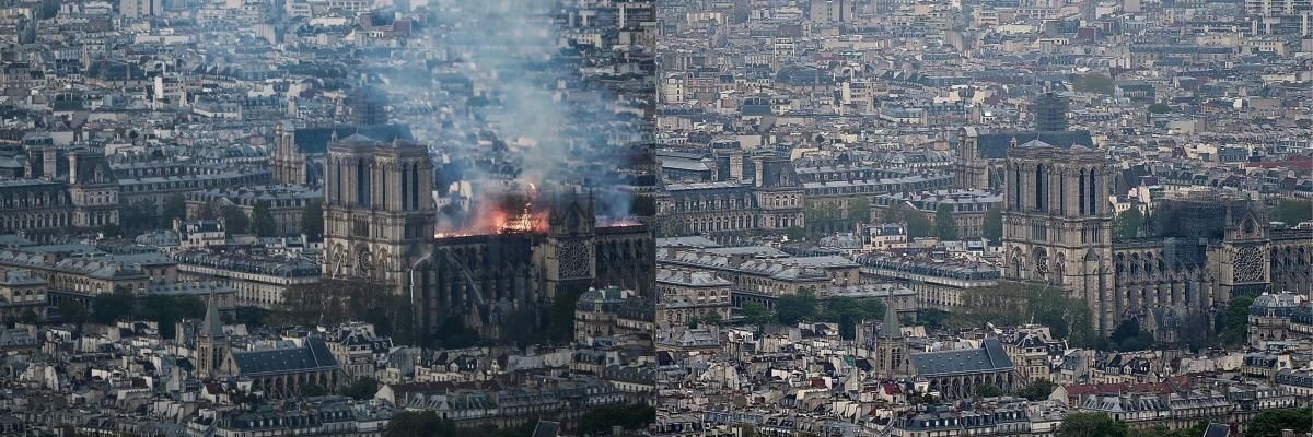 Notre Dame, antes y después del incendio