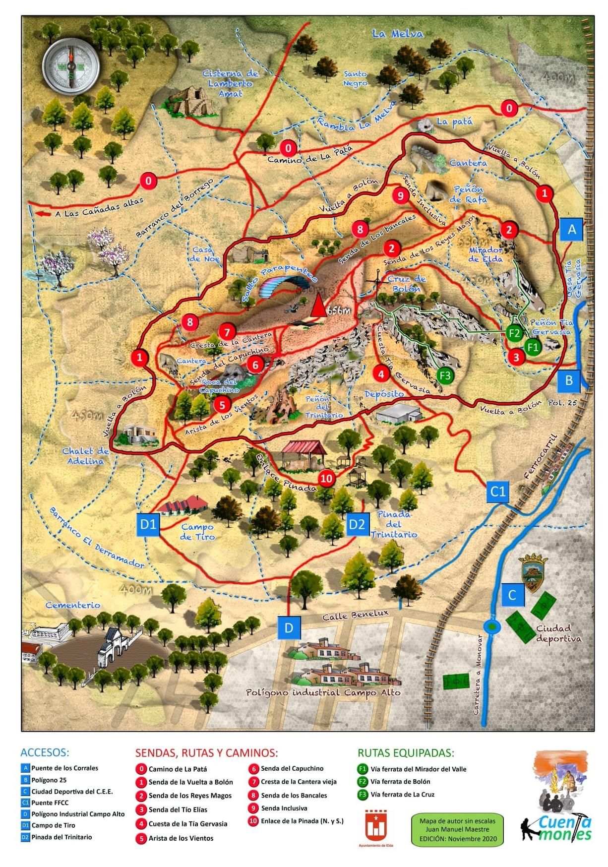 El mapa guía del monte Bolón editado por Cuentamontes en el año 2020.