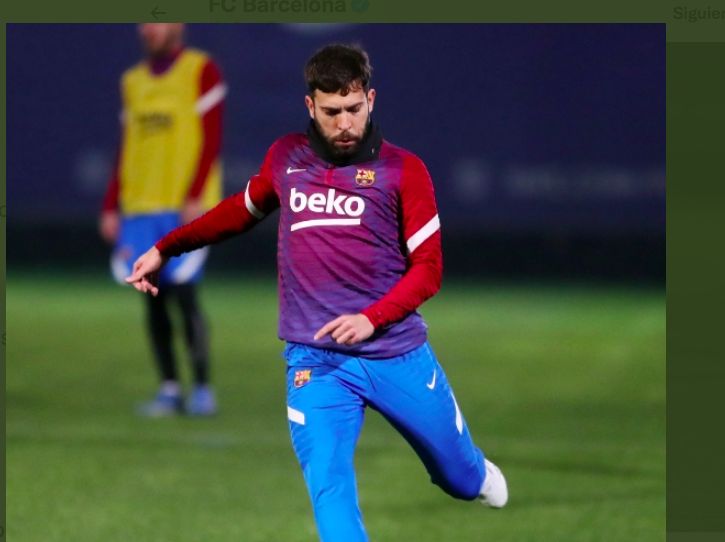 Alba, en un entrenamiento del Barça en la ciudad deportiva de Sant Joan Despí.