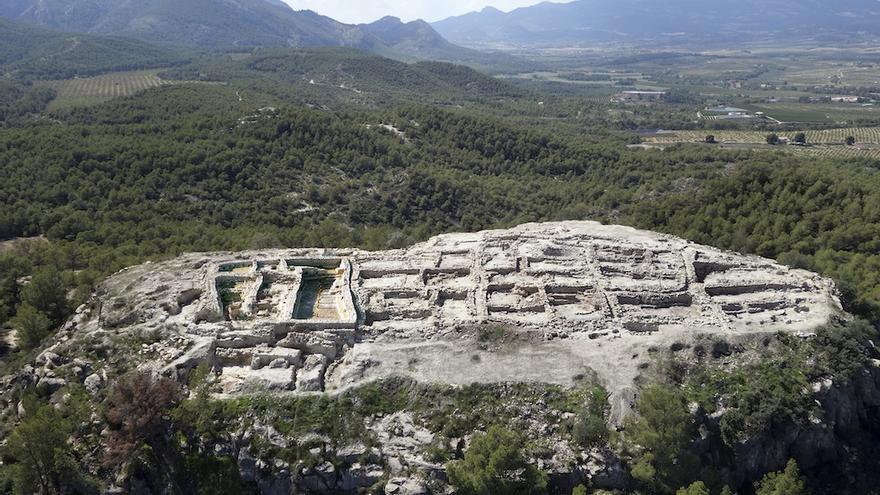 Vista aérea del yacimiento arqueológico de la Bastida de Totana