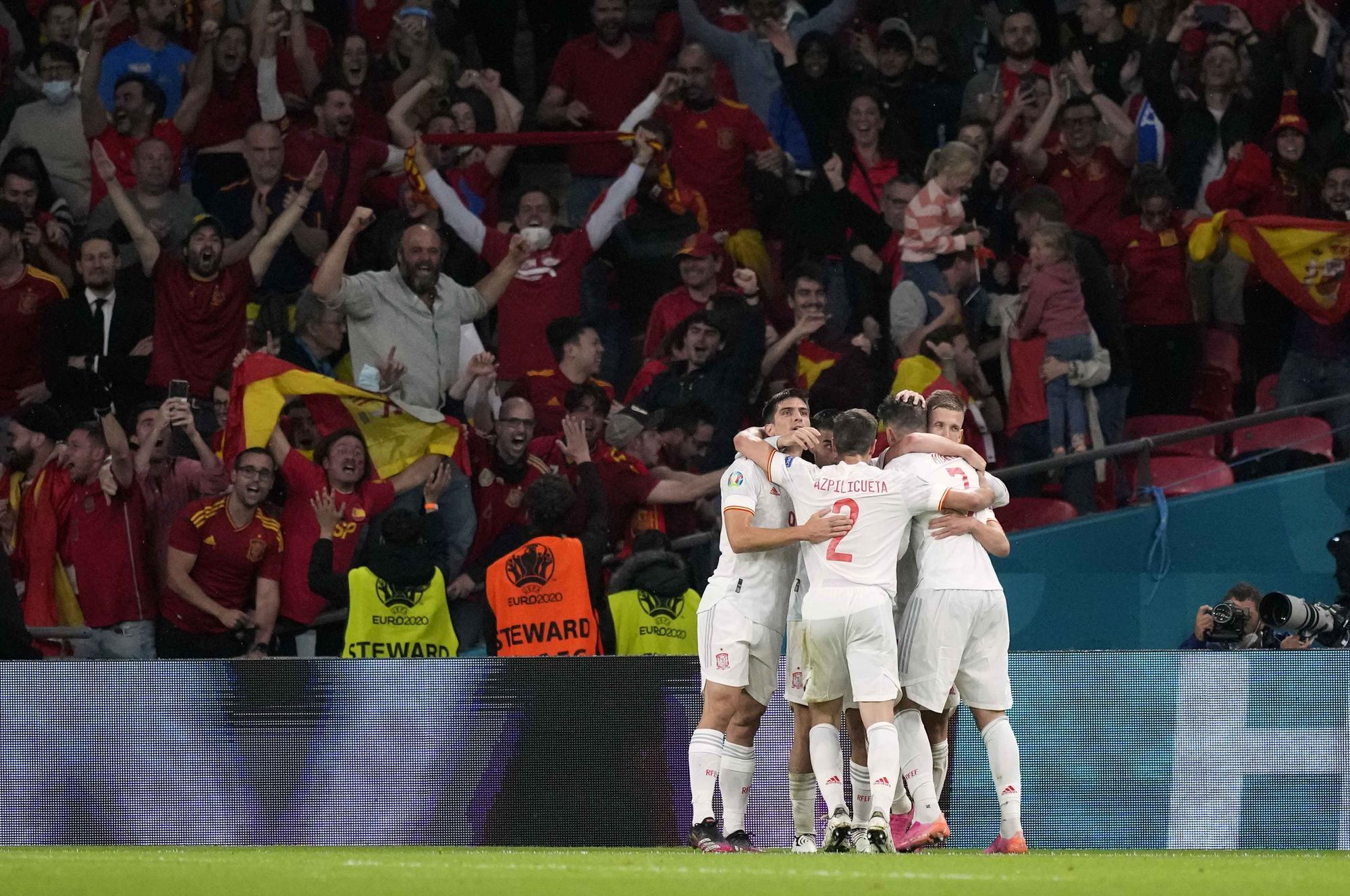 Así celebra Morata su gol contra Italia en la semifinal de la Eurocopa