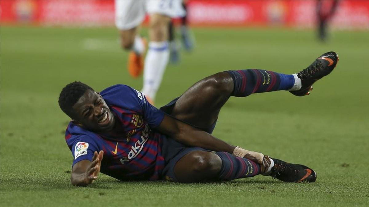 Dembélé, en la acción de la lesión