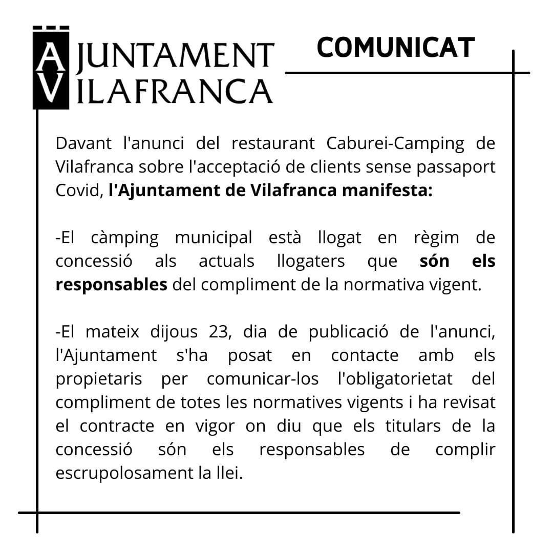 Comunicado Ayuntamiento Vilafranca