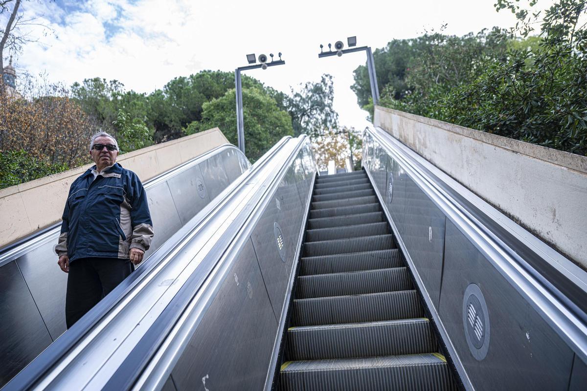 Las primeras escaleras de Montjuïc, en Barcelona, que se prevén cambiar a partir de septiembre de 2024.