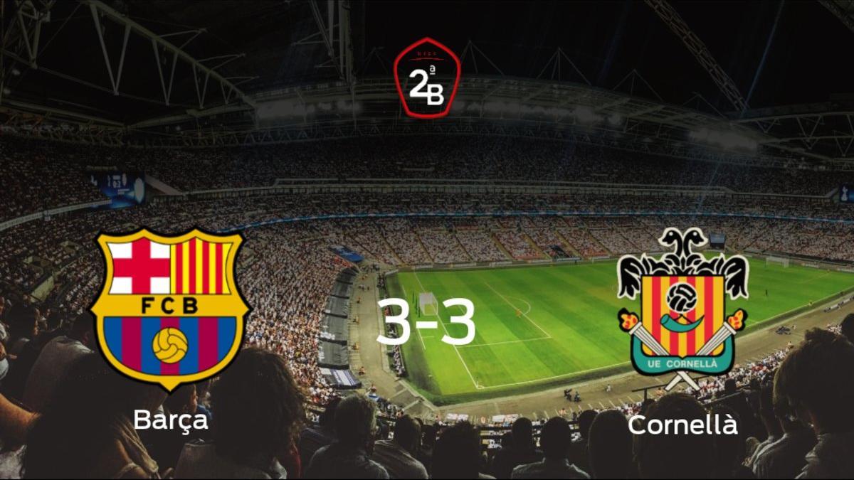 El Barcelona B y el Cornellà se reparten los puntos tras empatar a tres