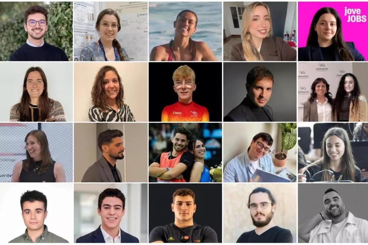 Estos son los veinte finalistas en las cinco categorías (deporte, cultura, ciencia, empresa y acción social) de la XIII edición de los Premios Talento Joven, que se celebra hoy en CaixaForum Valencia.