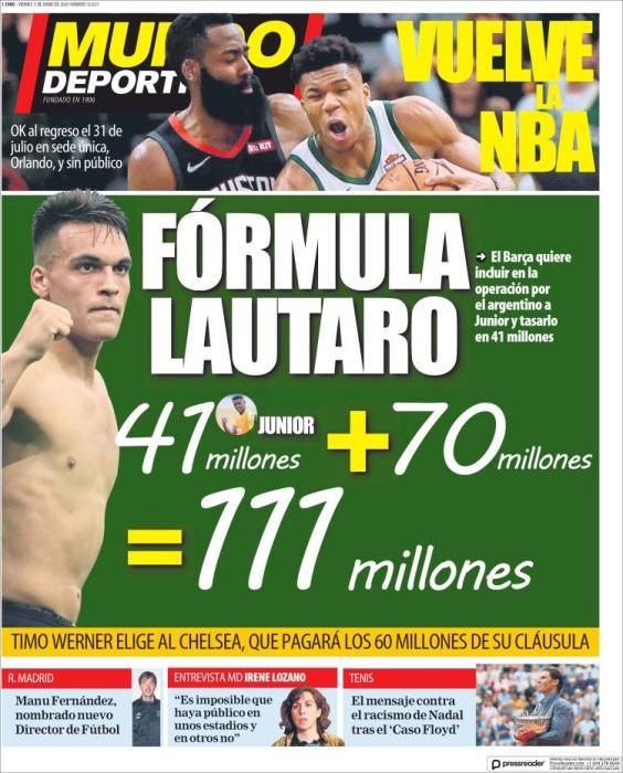 Portada MUNDO DEPORTIVO viernes 5 junio 2020