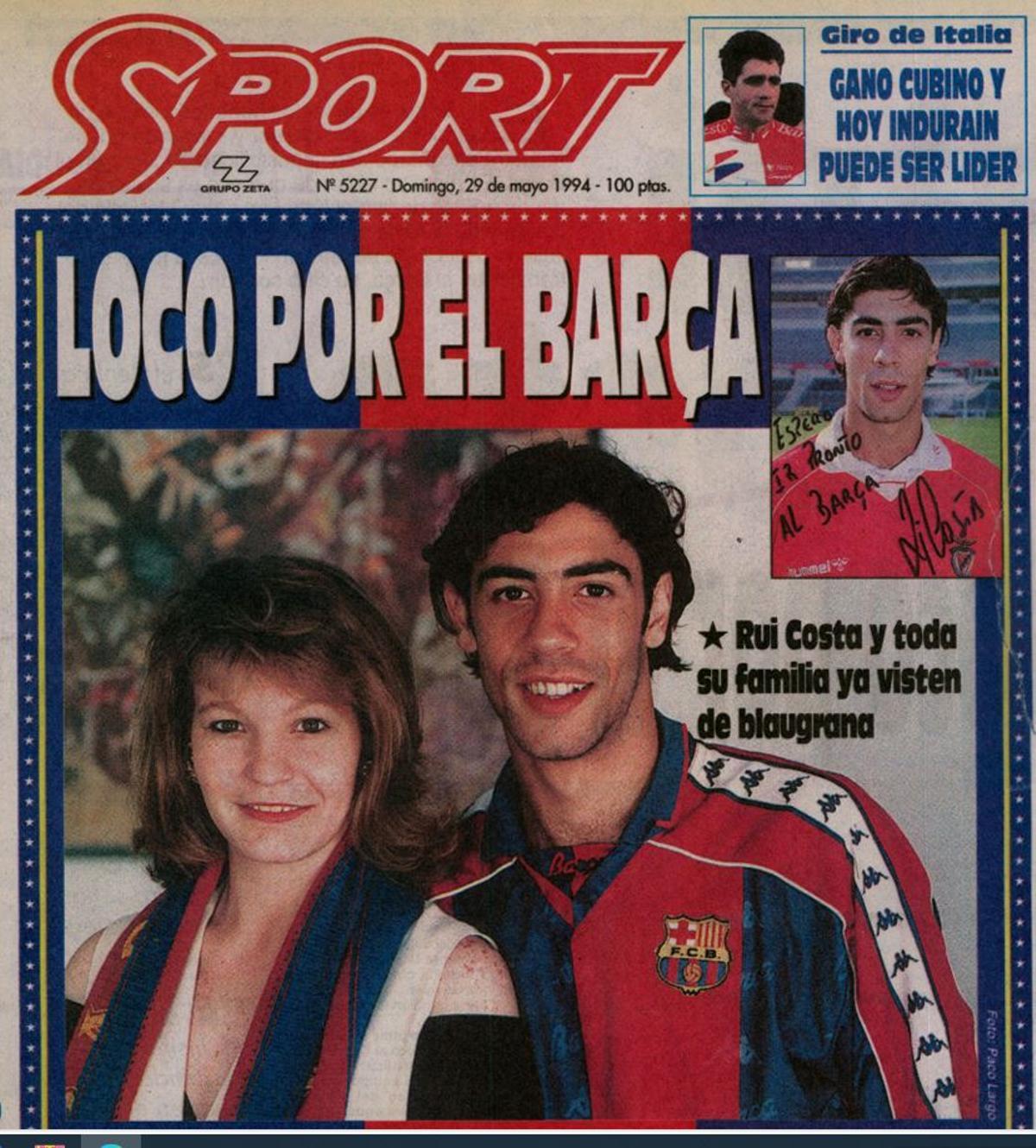 Rui Costa posa junto a su mujer en la portada del 29 de mayo de 1994