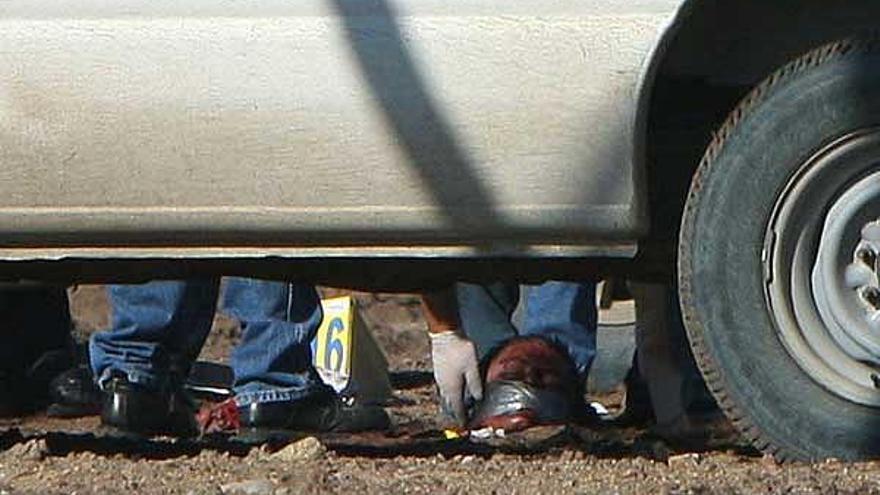 Fotografía de una de las cabezas de nueve personas decapitadas que fueron halladas