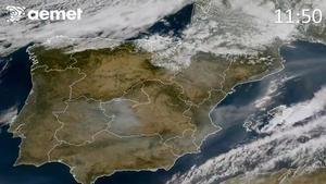 El humo de los incendios sobre la península, visto por el satélite Meteosat.