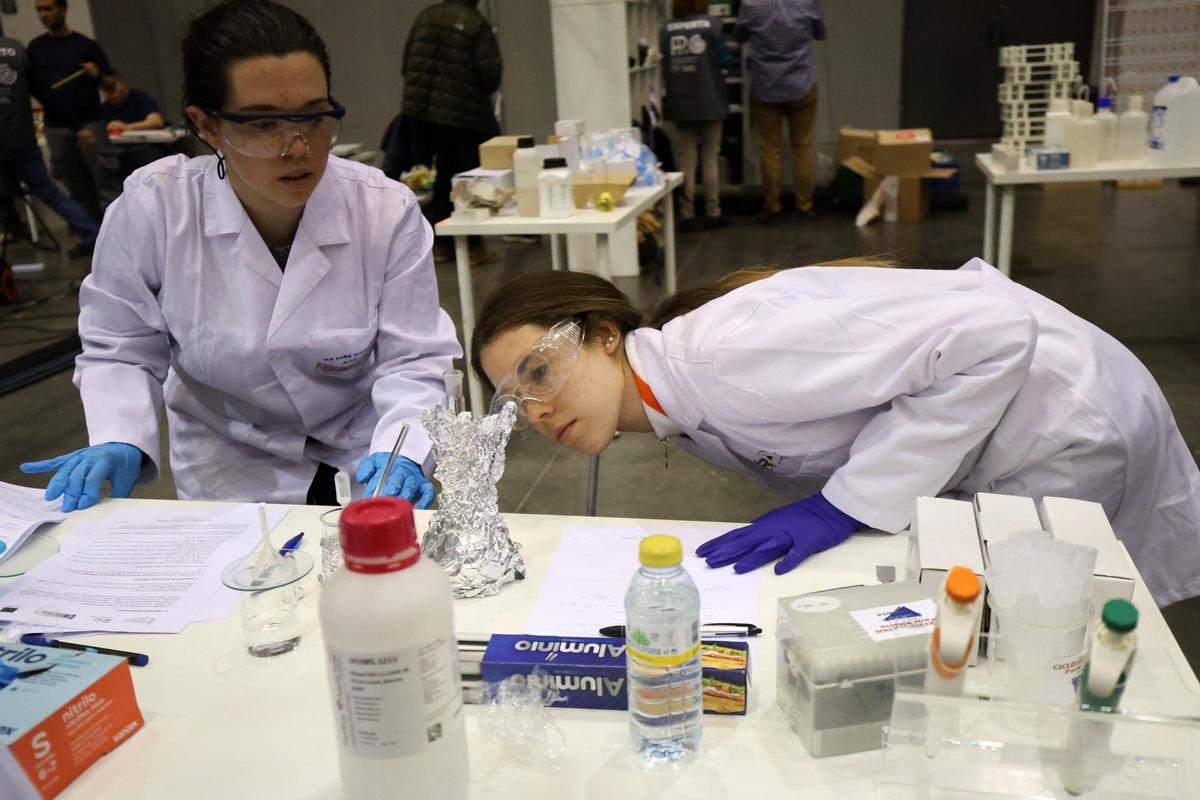 Feria Valencia . 300 estudiantes de FP haciendo pruebas pen la competicion de Skills FP , de donde saldra un equipo valenciano para competir con el resto de comunidades autonomas