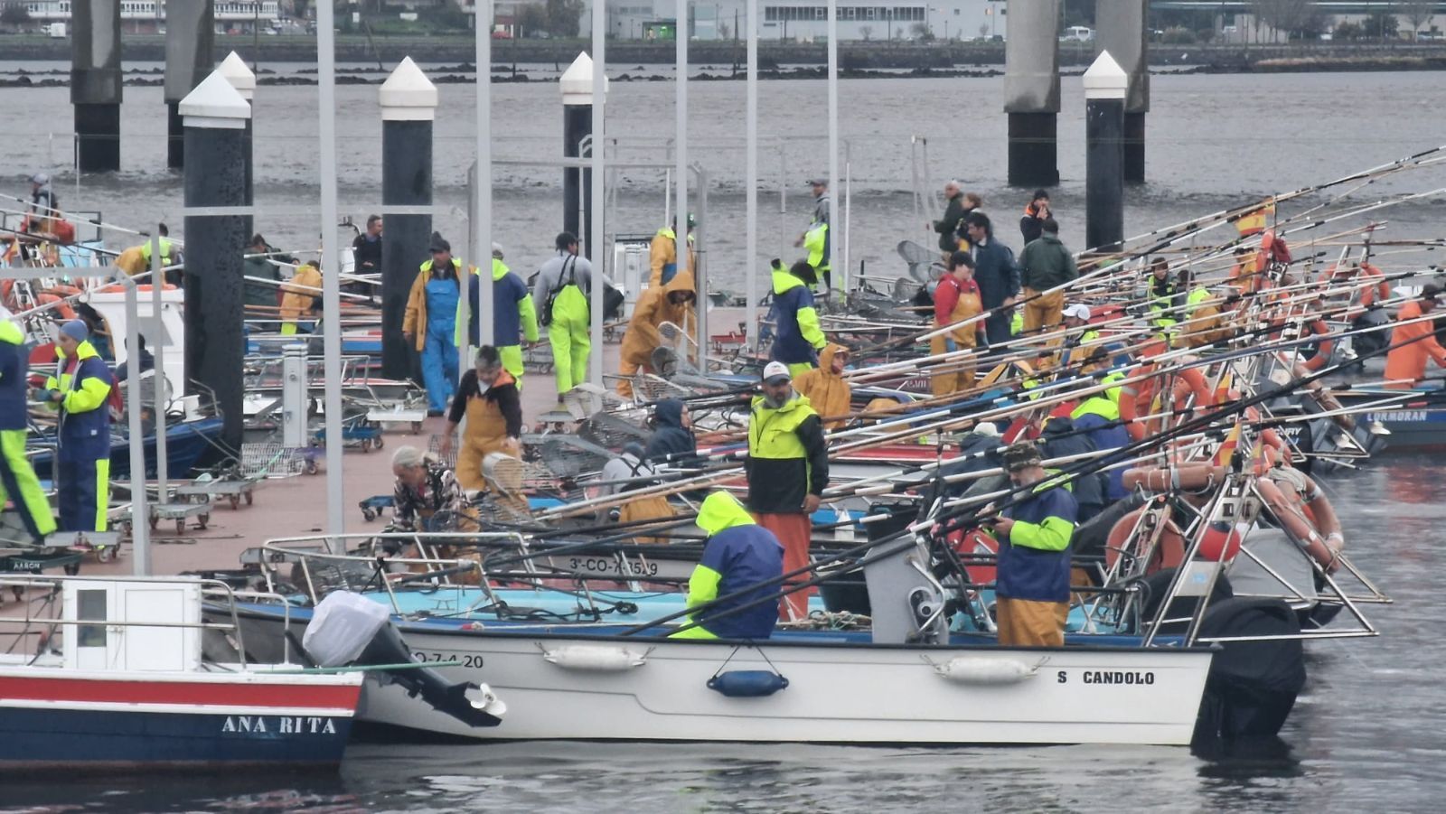 Así es el día a día en el puerto y la lonja de O Testal (Noia), donde cada vez se dan cita más mariscadores arousanos.