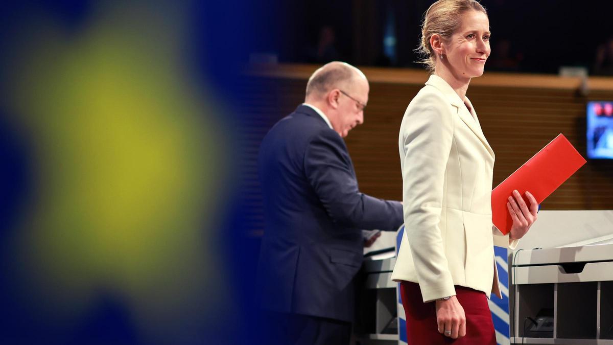 La Alta Representante de la UE, Kaja Kallas, y el Comisario Europeo de Defensa, Andrius Kubilius, en una rueda de prensa sobre el Libro Blanco de Defensa Europea y el plan REARM Europe tras la reunión de la Comisión Europea.