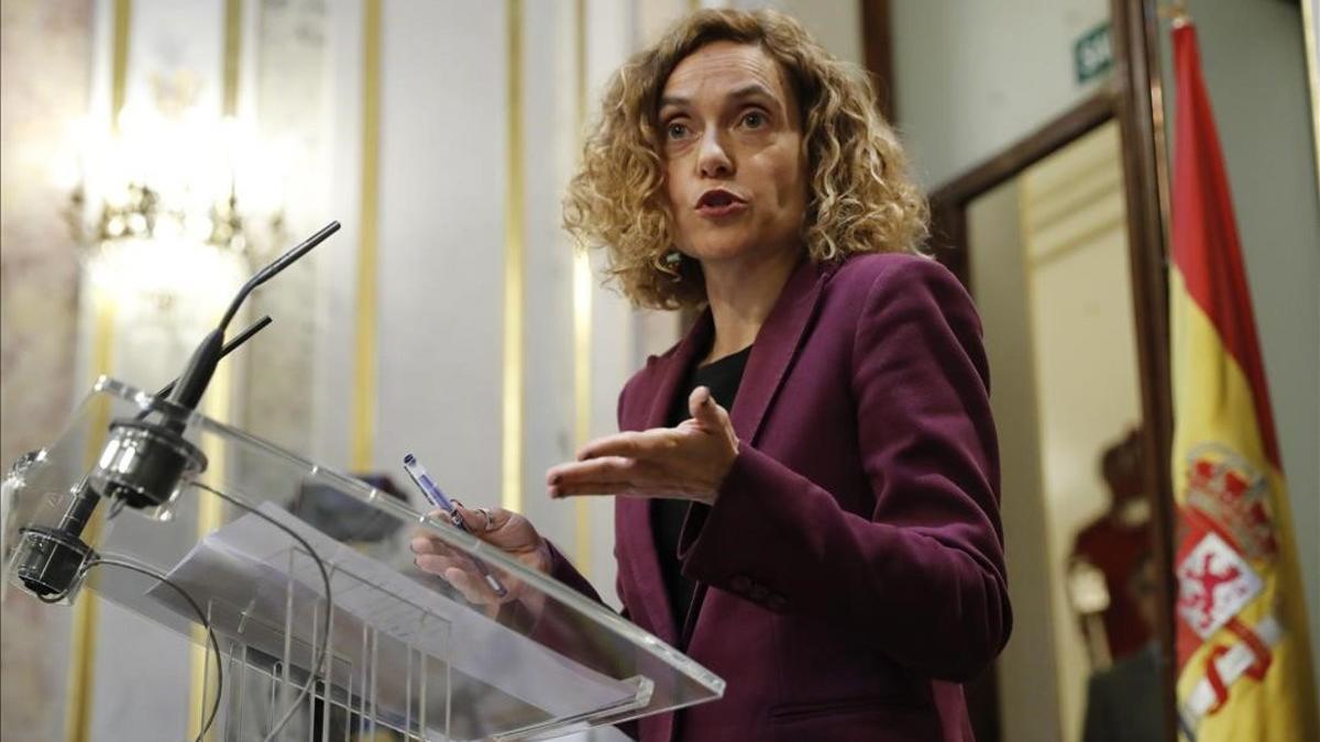 Meritxell Batet comparece después de la reunión de la Mesa del Congreso