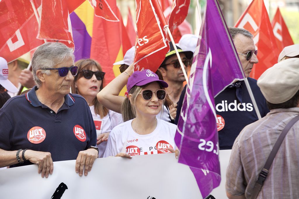 Las imágenes de la marcha del Primero de Mayo en Murcia