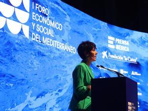 La ministra de Inclusión Social, Elma Saiz, en el Foro Mediterráneo.