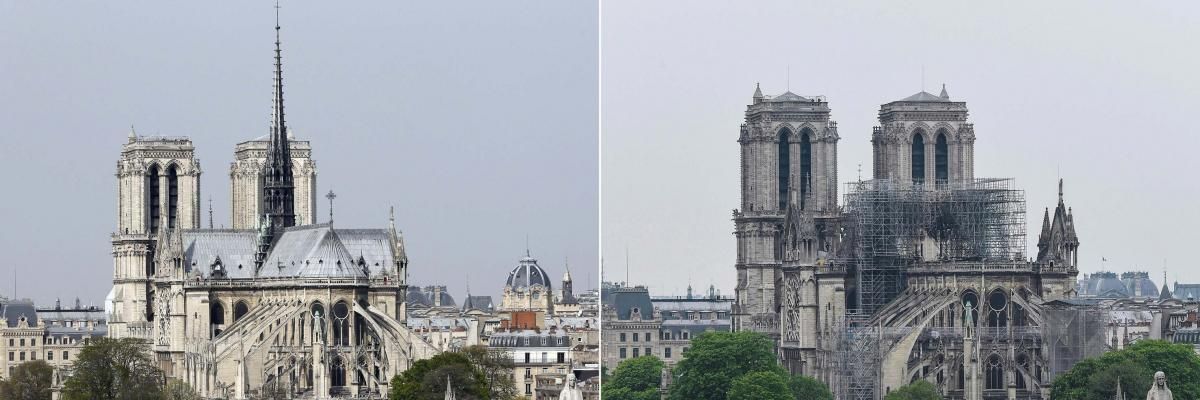 Notre Dame, antes y después del incendio