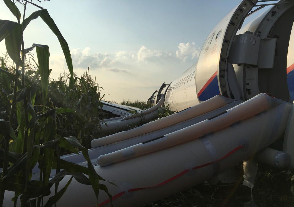 Un avió realitza un aterratge d'emergència en un camp de blat de moro prop de Moscou