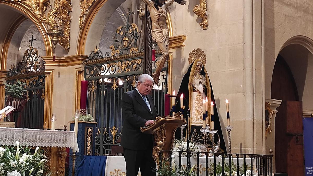 Un momento del pregón realizado por Juan Noguera y Merle, marqués de Cáceres