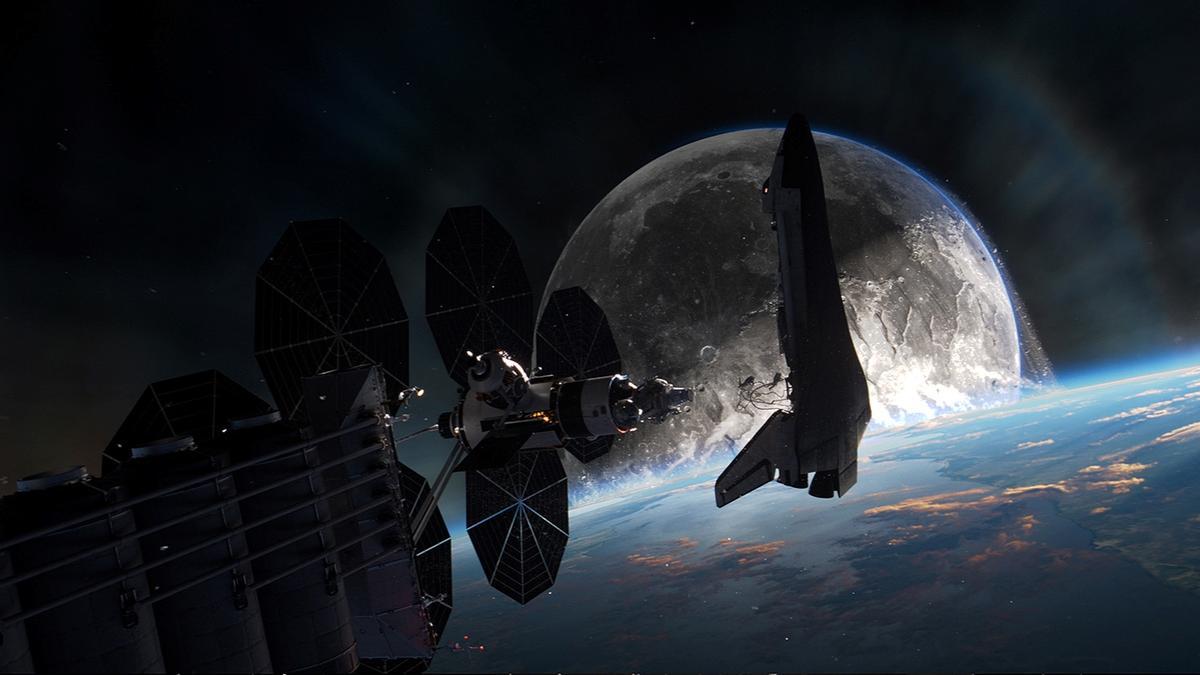 El transbordador espacial Discovery, rumbo a la Luna