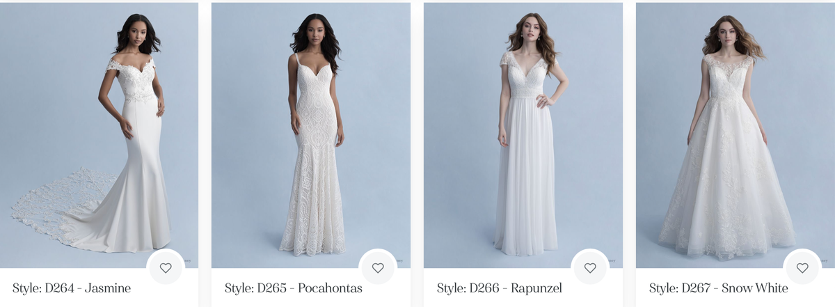 Vestidos de novia de Allure Bridals, princesas Disney