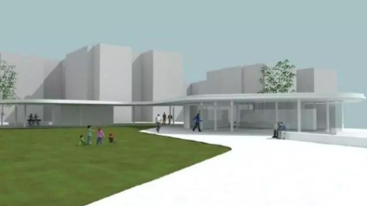 Simulación del exterior del pabellón