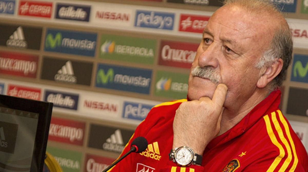 Vicente del Bosque, durant la roda de premsa que ha ofert a Palma. Vicente del Bosque, durant la roda de premsa que ha ofert a Palma.