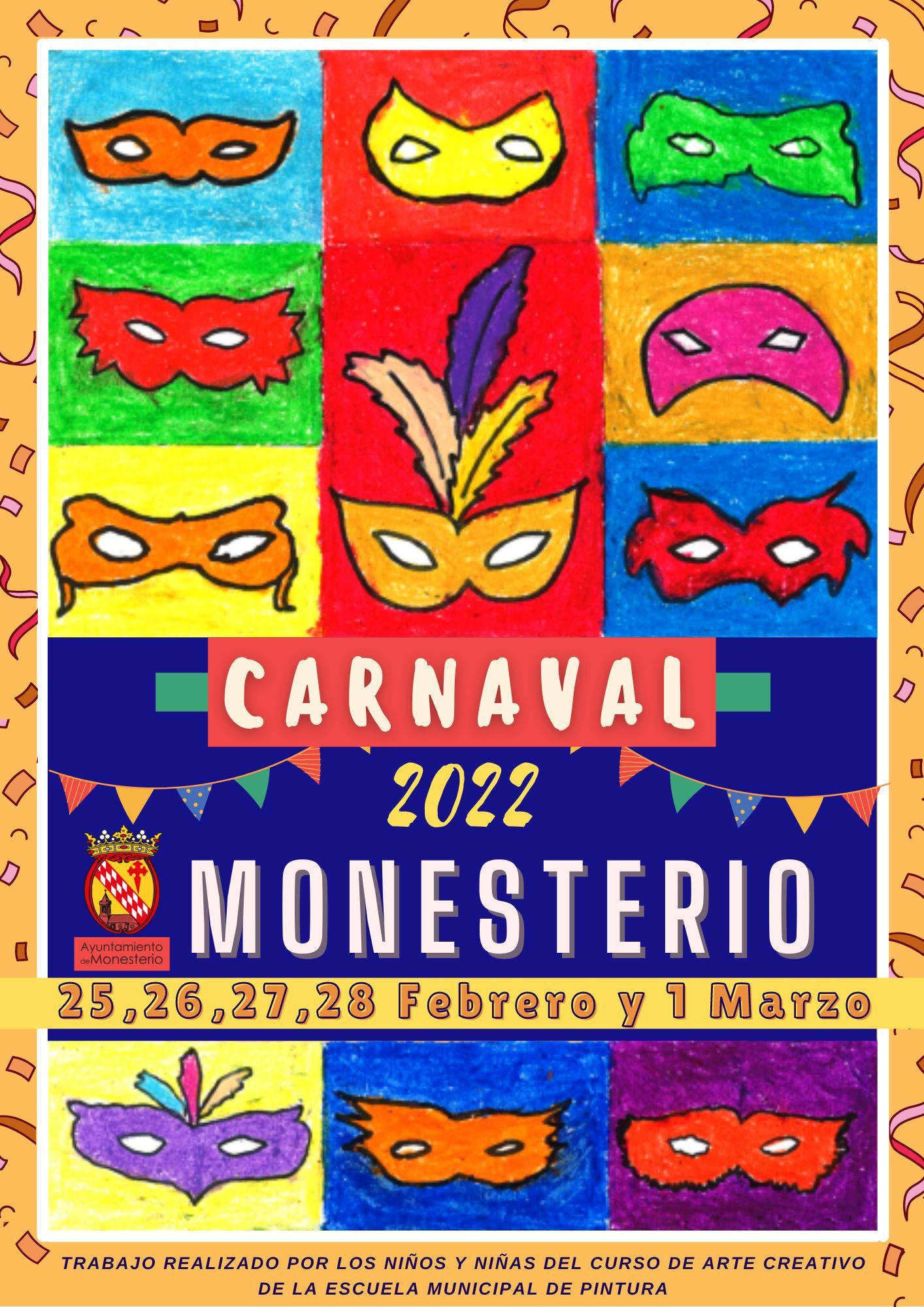 Cartel oficial del carnaval, realizado por el alumnado de la escuela municipal de pintura.