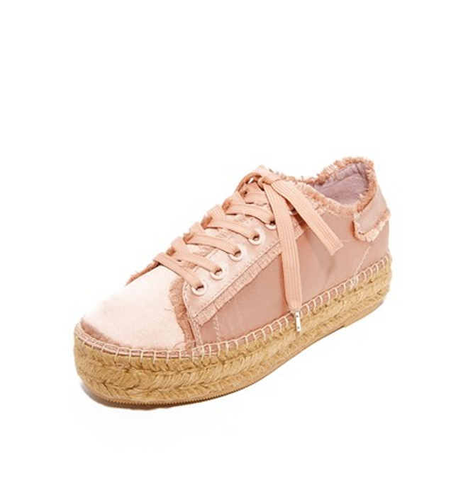 Deportivas con esparto: en rosa palo con cordones