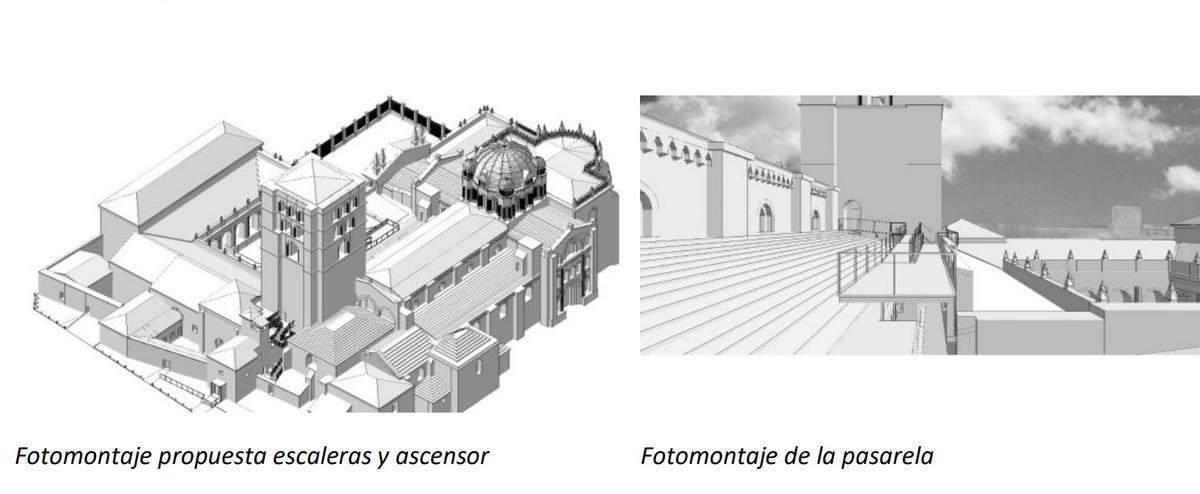 Fotomontaje de las pasarelas de la Catedral de Zamora.