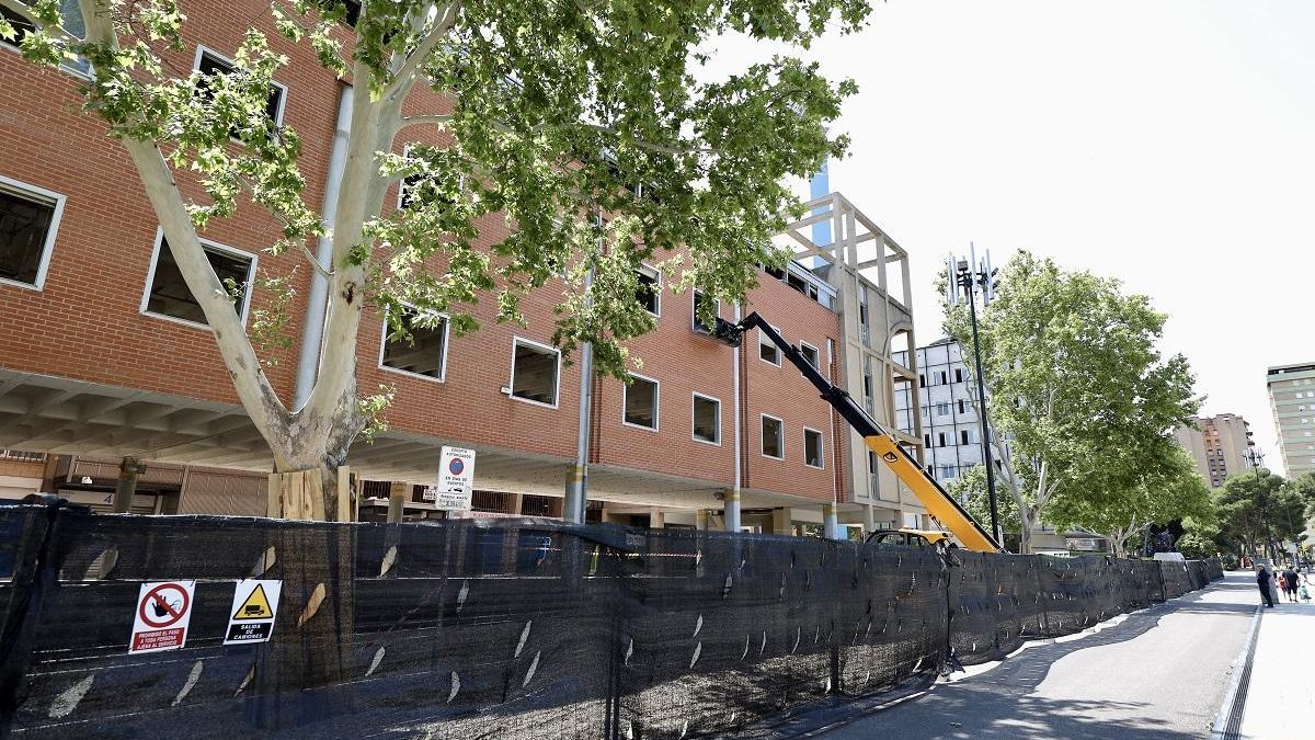 Comienzo de las obras en el exterio de la Romareda a mediados de julio del 2024