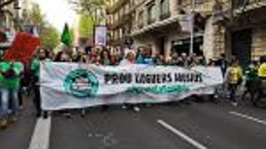 La manifestació pel lloguer, ahir a Barcelona.