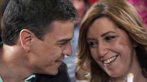 Pedro Sánchez y Susana Díaz, en marzo del 2015 durante un mitin en Vicar (Almería).