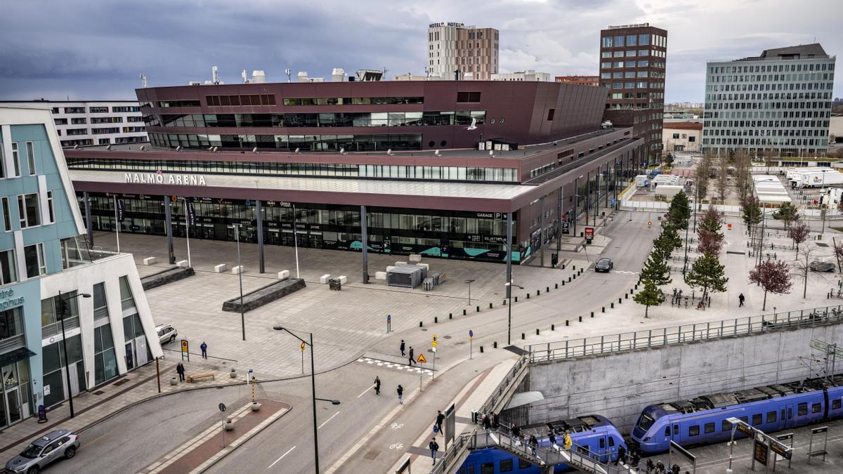 Preparativos en el Malmo Arena para Eurovisión 2024.