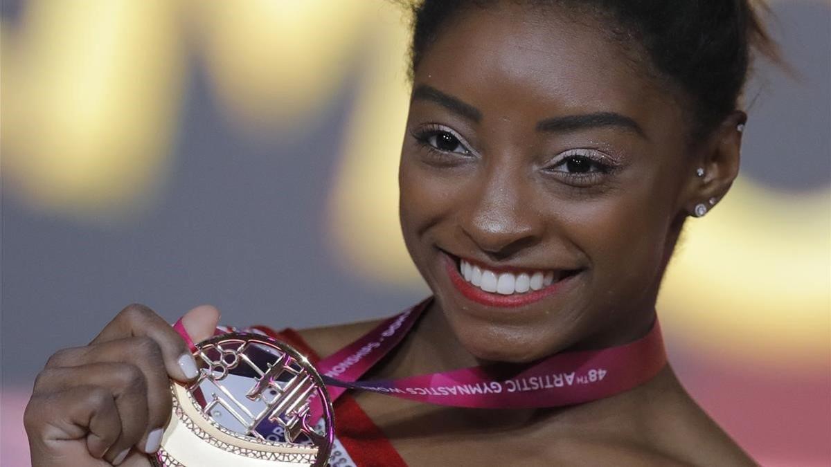 Simone Biles, con el oro ganado en salto.