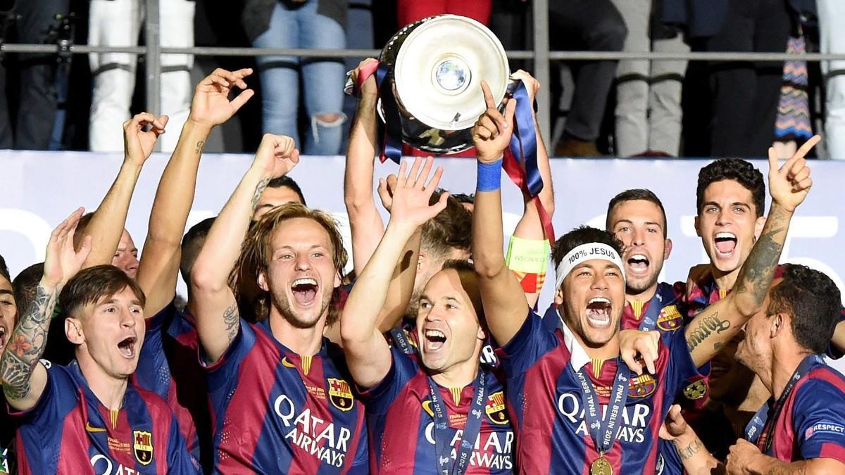 El Barça celebrando su última Champions