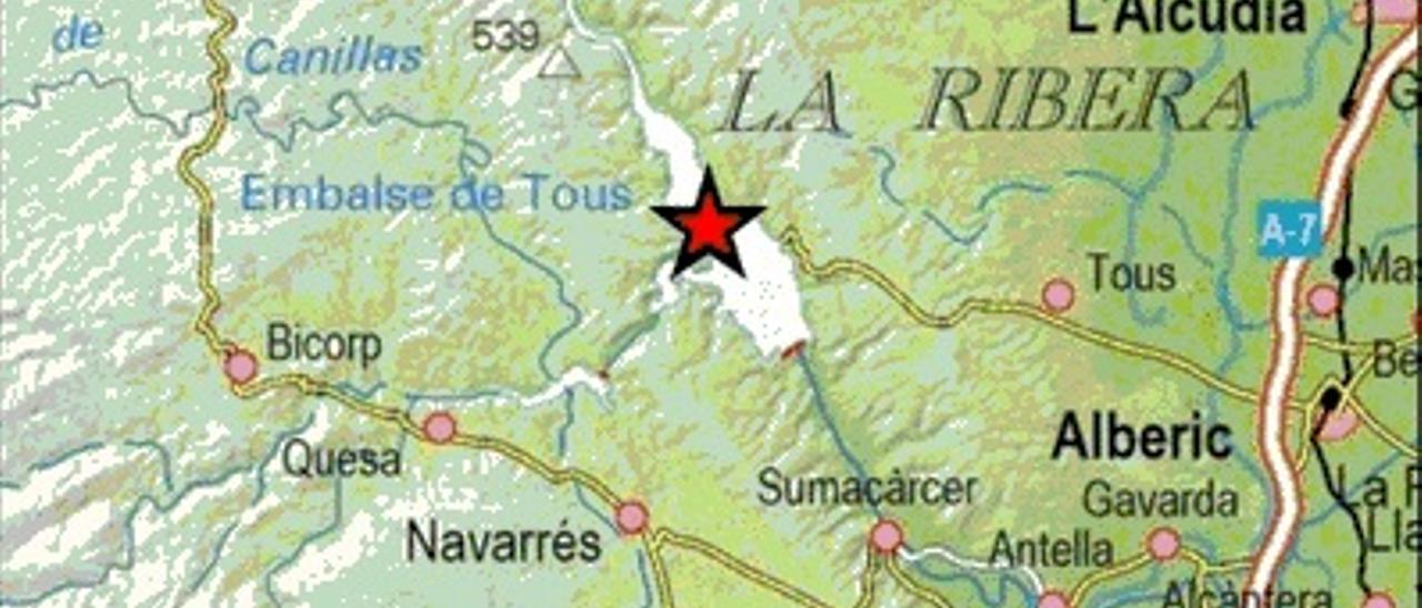 Epicentre del sisme d’aquest matí al terme de Navarrés.