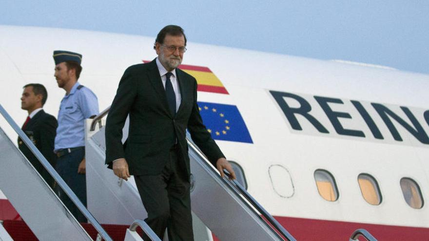 Rajoy, a su llegada a EEUU