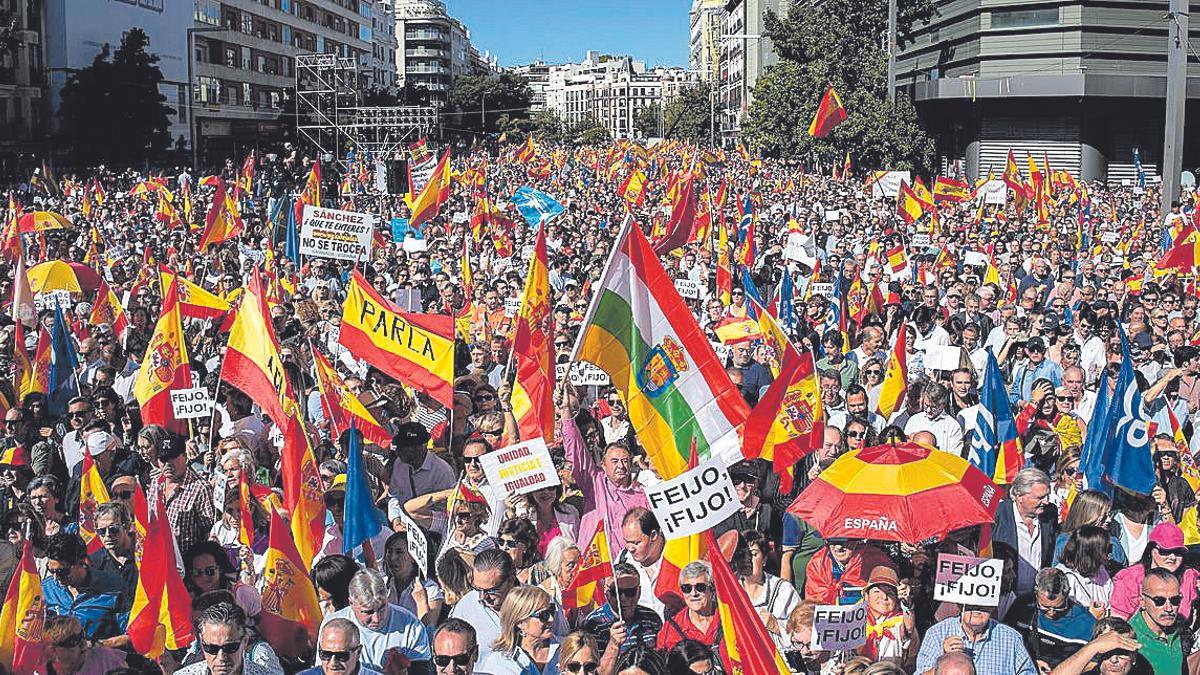 Manifestación contra la amnistía en Madrid el domingo 24 de septiembre.