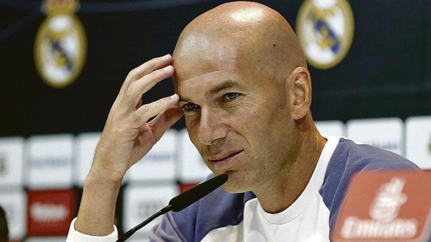 Zinedine Zidane, ayer durante la rueda de prensa previa al partido ante Las Palmas.