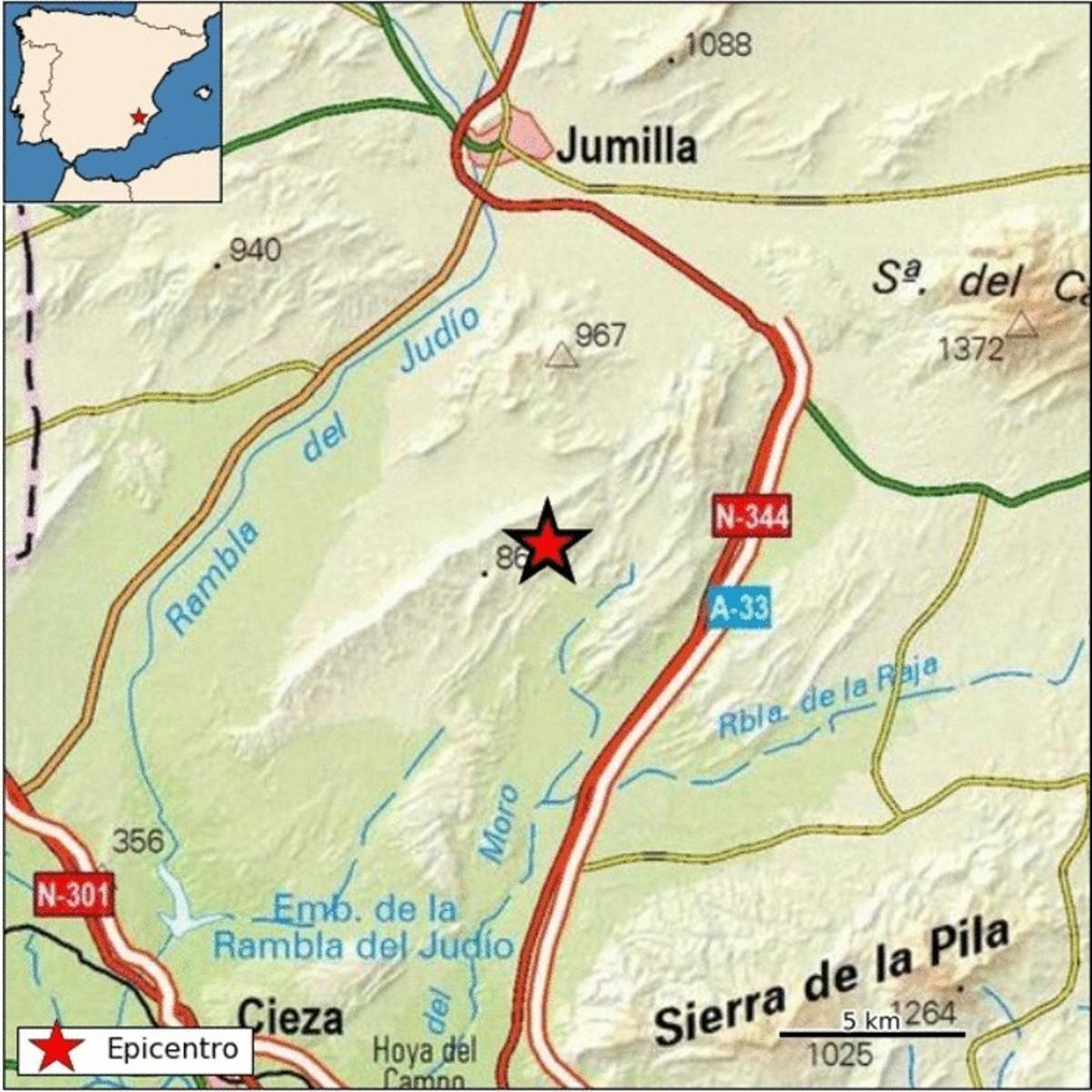 Un terremoto en Jumilla se siente en Pinoso y Algueña